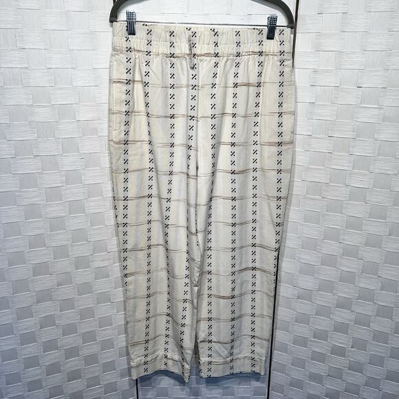 Madewell Huston Stripe Pull On Cotton Crop Pants Jacquard Cream Medium - Picture 1 of 9
